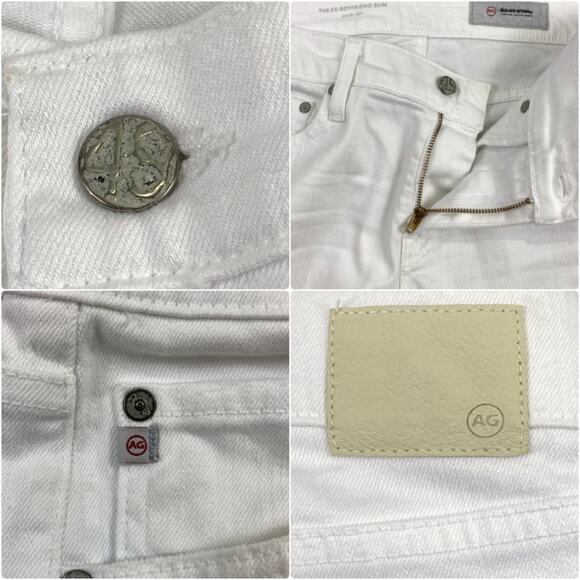 Adriano Goldschmied Ex-Boyfriend Distressed Slouchy Denim Jeans Size 28R White - Picture 6 of 12